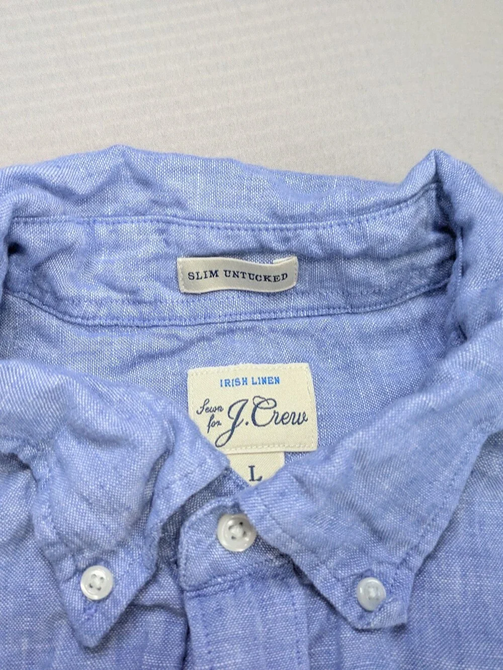 J.Crew Baird McNutt Irish Linen Slim Untucked Shirt Mens L Blue